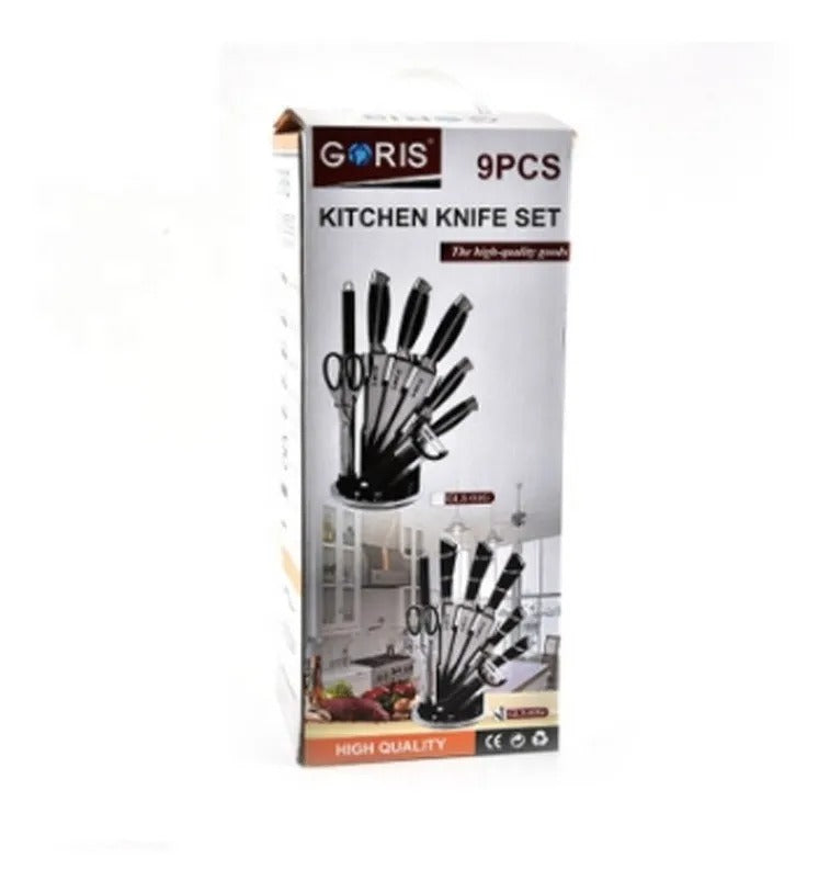 Juego de Cuchillos de Cocina Premium (9 Piezas) con Soporte Giratorio