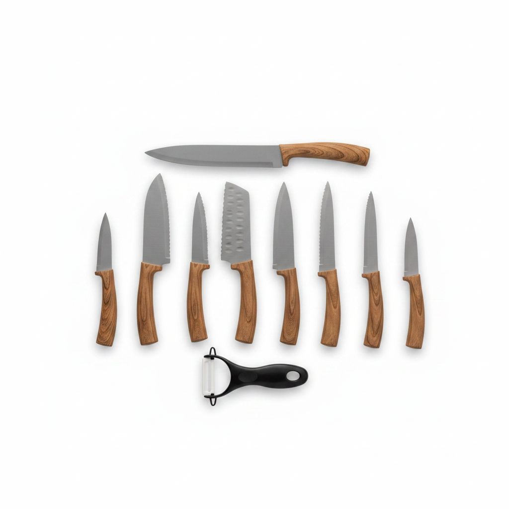 Set cuchillos cocina x6 fondo blanco